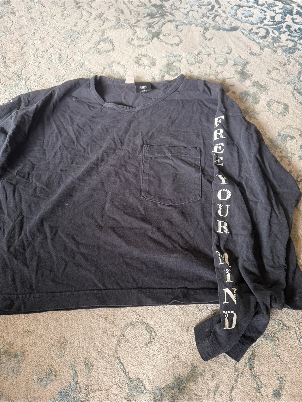 Obey Black Long-Sleeve Pocket Tee with Sleeve Text
